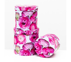 Набор круглых коробок 3шт Розовые цветы  L.19.5x19 M.17.5x17 S.15.5x15 см