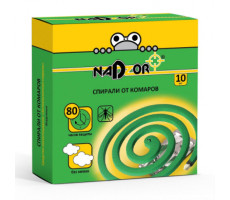 Спирали от комаров малодымные без запаха зеленые 10штук в упаковке Nadzor/60 ISM004C